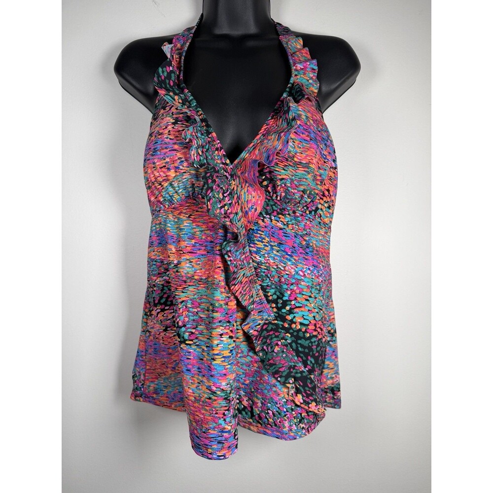 SPANX Love Your Assets Sara Blakely Bathing Swim Wear Top Multi Color L Halter